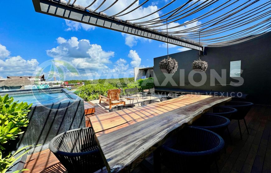 Eco-luxe vacation rental with private balcony and plunge pool at IKK Tulum